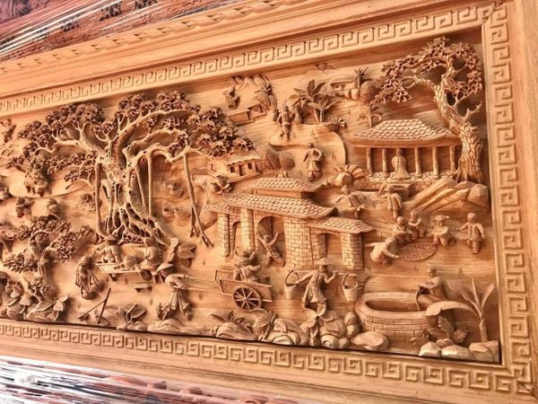  Tranh Đồng Quê Gỗ Gõ Đá Treo Phòng Khách Cao Cấp 