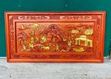  Tranh Gỗ Hương Phong Cảnh Đồng Quê Thếp Vàng 1m55cm 