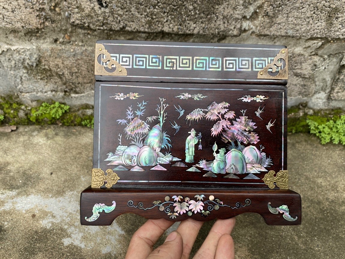  Tráp Gụ Hình Chữ Nhật Khảm Đẹp 30cmx20cm Cao Cấp 