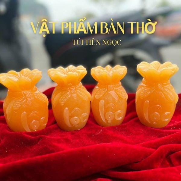  Túi Tiền Phong Thuỷ Đá Ngọc Hoàng Long Khắc Chữ Lộc 