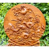  Đĩa sen cá uyên ương phong thủy   -Đồ gỗ Bảo Khánh 