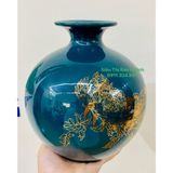  Bình hút lộc Bát Tràng Hoa Phù Dung vẽ vàng cao 25cm 