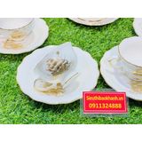  Bộ Ấm Chén,Ấm Trà Đẹp Men Trắng Viền Vàng họa tiết thuận buồm xuôi gió Chính Hãng Bát Tràng 350ml-Siêu Thị Bảo Khánh 