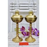  ặp đèn dầu đồng thân gốm xuất xứ Bát Tràng 27cm 