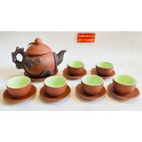  Bộ ấm chén tử sa lòng xanh họa tiết hoa mai 350ml BKCEVN-8207 