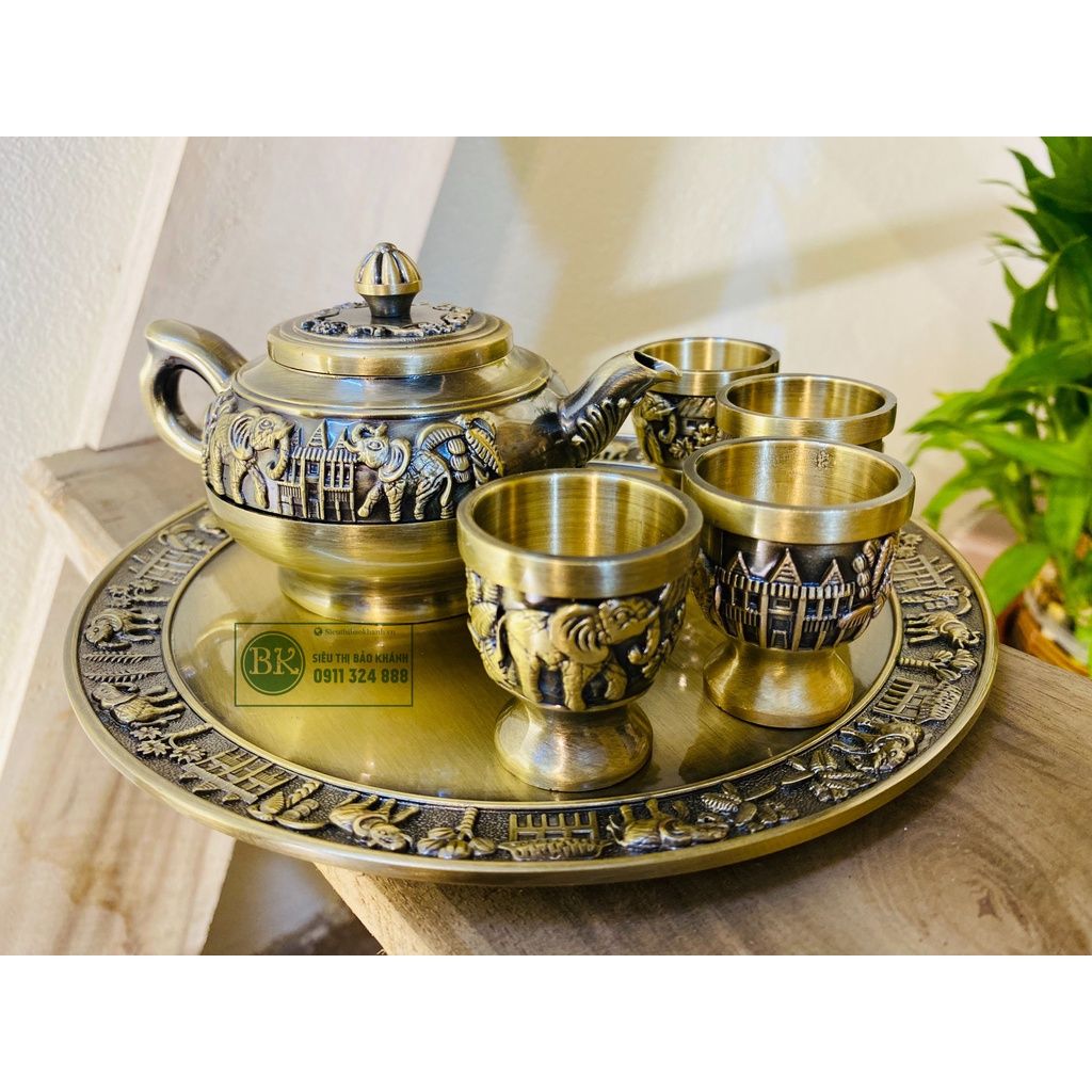 Bộ ấm chén đồng dáng cổ cao cấp 