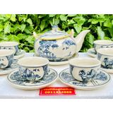  Ấm chén Bảo Khánh-Bộ ấm chén men rạn họa tiết sơn thủy đặc biệt 