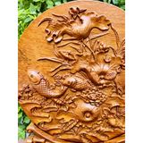  Đĩa sen cá uyên ương phong thủy   -Đồ gỗ Bảo Khánh 