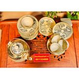  Bộ ấm chén men cổ quai mây bọc đồng xuất xứ Bát Tràng-Siêu Thị Bảo Khánh 