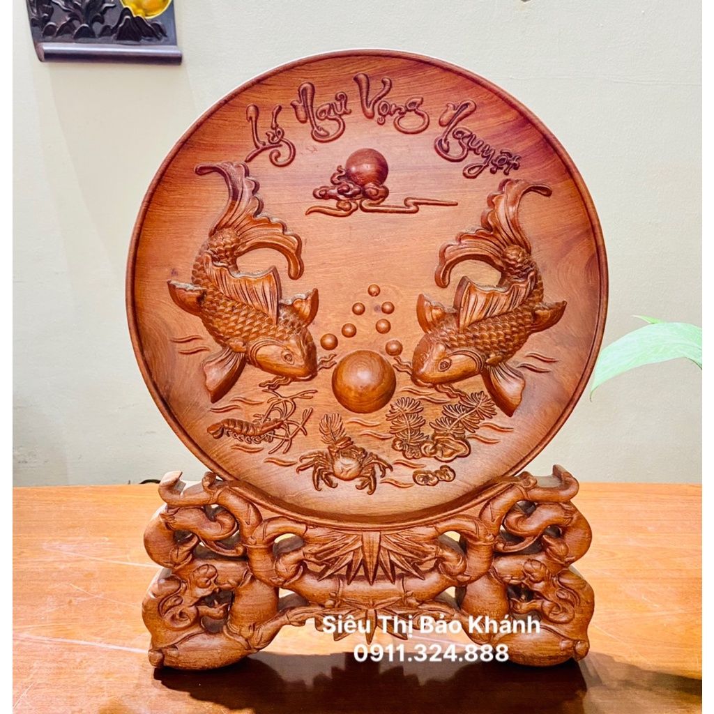  Đĩa cảnh Lý Ngư Vọng Nguyệt 