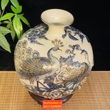  [HÀNG NGHỆ NHÂN]-Bình Hút Lộc men rạn công đào 35cm-mỹ nghệ bảo khánh 