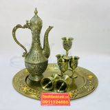  [SALE SẬP SÀN DỊP TẾT]-Bộ Ấm Chén Đồng Dáng Hoàng Gia-Bảo Khánh Việt Nam 750ml 