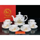  Bộ ấm chén,ấm trà Bát Tràng họa tiết Thuận Buồm Xuôi Gió 350ml 