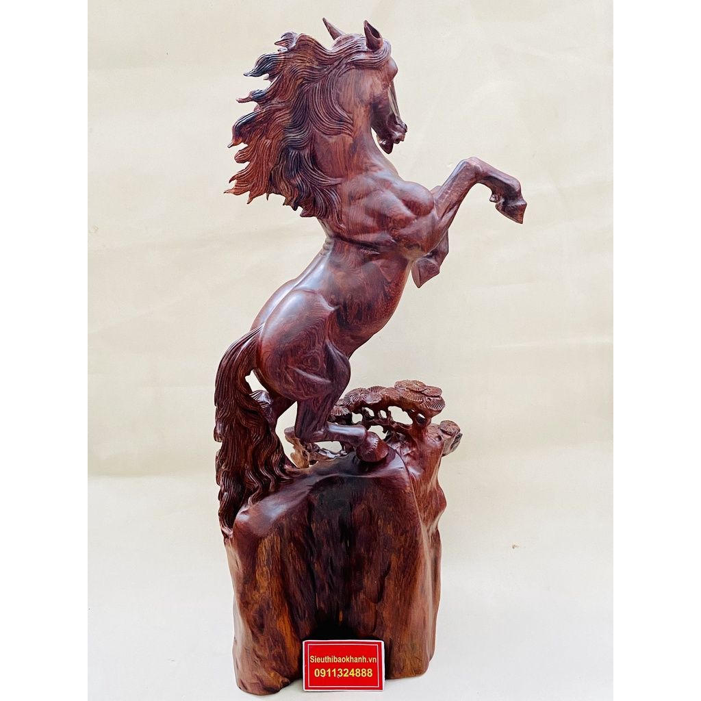 Tượng gỗ Nhất Mã Phi Thiên Gỗ Chun Sụn Cẩm-Bảo Khánh Việt Nam 62cm 