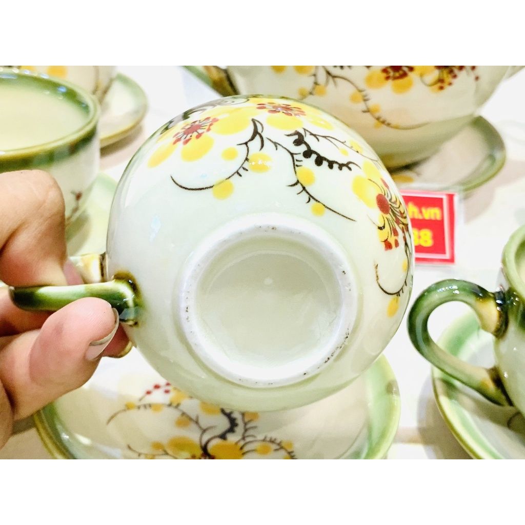  Bộ ấm chén họa tiết hoa mai vàng dung tích 850ml 