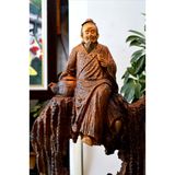  Tượng gỗ thần trà ngồi lũa ấm bách xanh 