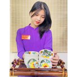  Bộ bát vẽ hoa kèm phụ kiện xuất xứ Bát Tràng 