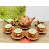  Bộ Ấm Chén Tử Sa Hoa Mai Bát Tràng 300ml-Mỹ Nghệ Bảo Khánh 