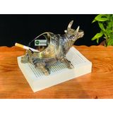  Gạt tàn đồng họa tiết cổ trạm trổ trâu loại 15cm 