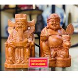  Cặp tượng Thần Tài -Thổ Địa chế tác từ gỗ hương (cao 20cm) 