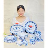  Bộ bát đĩa cảnh men rạn tùng hạc diên cao cấp 