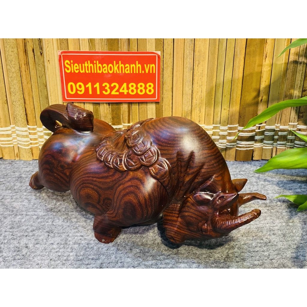  [CHIÊU TÀI HÚT LỘC]-Tượng bò tót gỗ Trắc cao cấp kt 20*9 