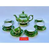  Bộ ấm chén phú quý rêu dẹt rêu sơn thủy vàng kim 