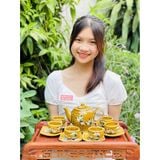  Bộ ấm chén Bát Tràng men họa tiết sen -Ấm chén Bảo Khánh 