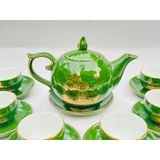  Bộ ấm chén ngọc lục bảo gốm sứ Bát Tràng vẽ vàng BKCEVN-8084 