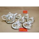  Bộ ấm trà Bát Tràng cảnh đồng quê cao cấp vẽ vàng BKCE-006500VN-0015 