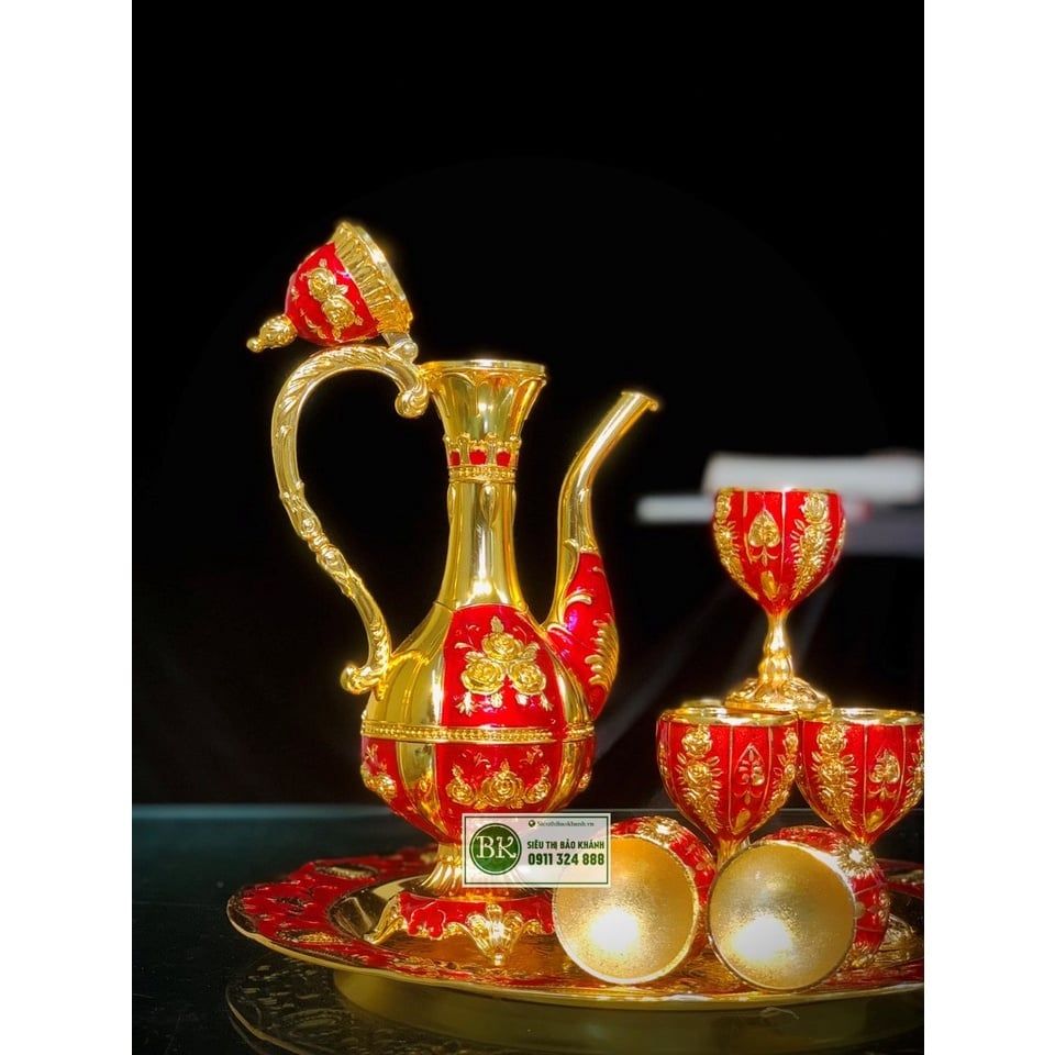  Bộ ấm chén hợp kim Đồng dáng hoàng gia cao cấp 750ml BKMEVN-8193 