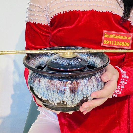  Bộ điếu bát men hoả biến Bát Tràng cao cấp BKCE-001500VN-1430 