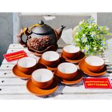  Bộ Ấm Chén Tử Sa hoạ tiết Hoa Cúc đắp nổi BKCEVN-8000 