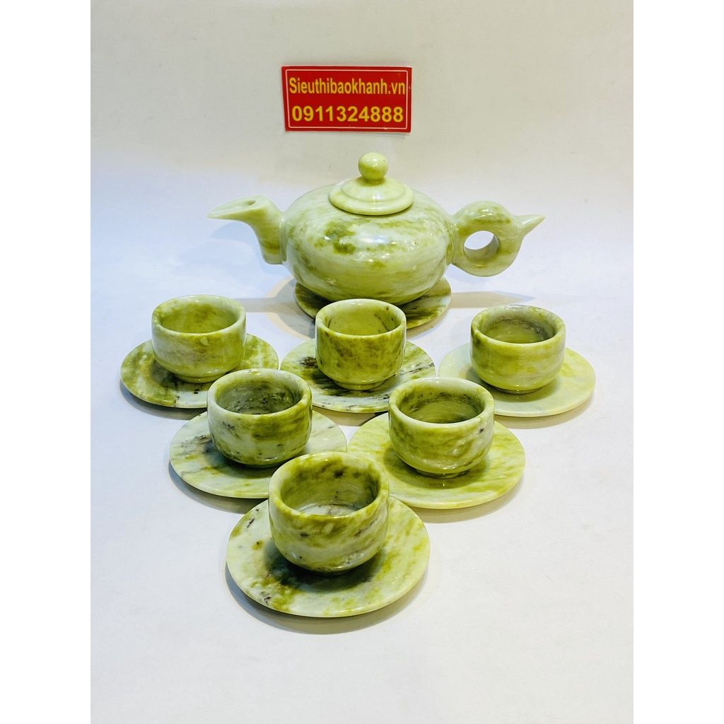  Bộ ấm trà đá ngọc nguyên khối Pakistan cao cấp 