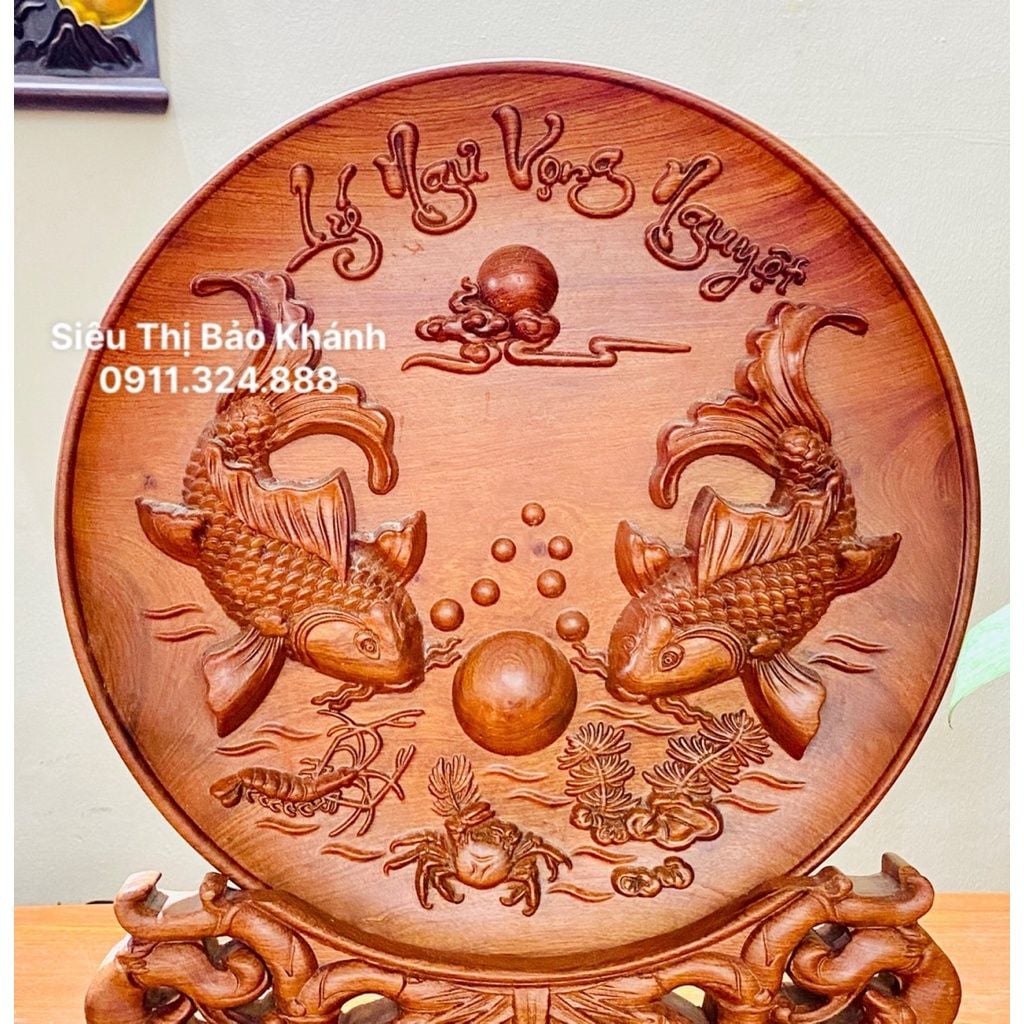  Đĩa cảnh Lý Ngư Vọng Nguyệt 