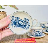  Bộ ấm chén men rạn Bát Tràng Vẽ Sen chính hãng 350ml 