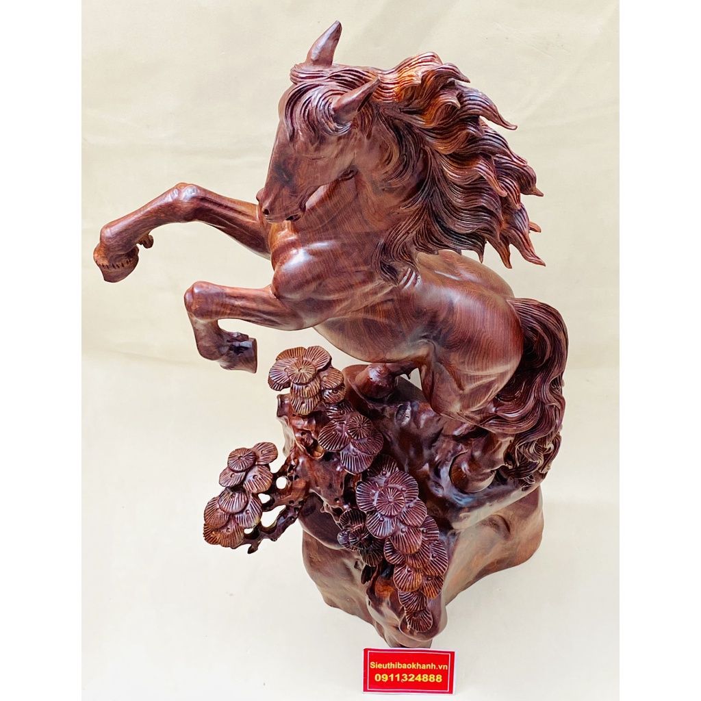  Tượng gỗ Nhất Mã Phi Thiên Gỗ Chun Sụn Cẩm-Bảo Khánh Việt Nam 62cm 