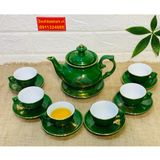  Bộ ấm chén men xanh vẽ vàng xuất xứ Bát Tràng 