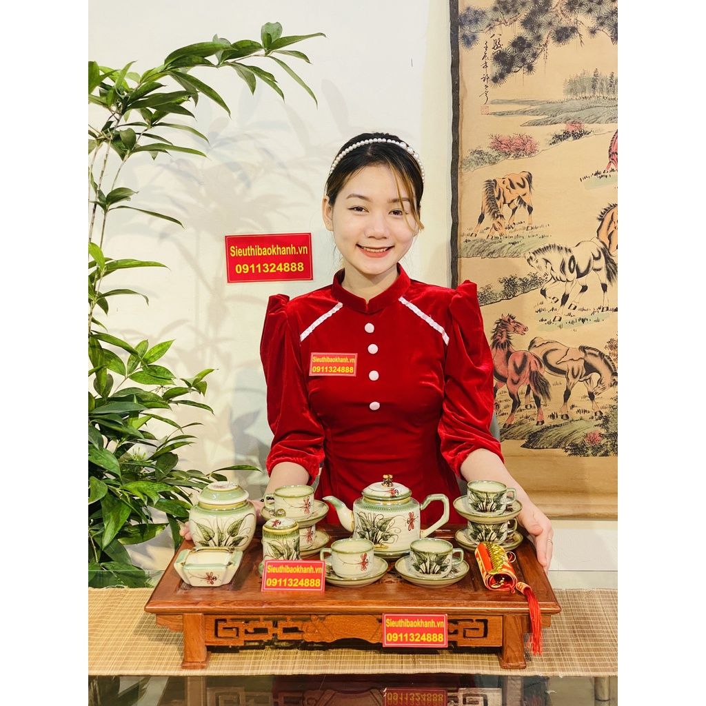  Bộ Ấm Chén, ấm trà men Da Lươn gốm sứ Bát Tràng cao cấp chính hãng 350ml 