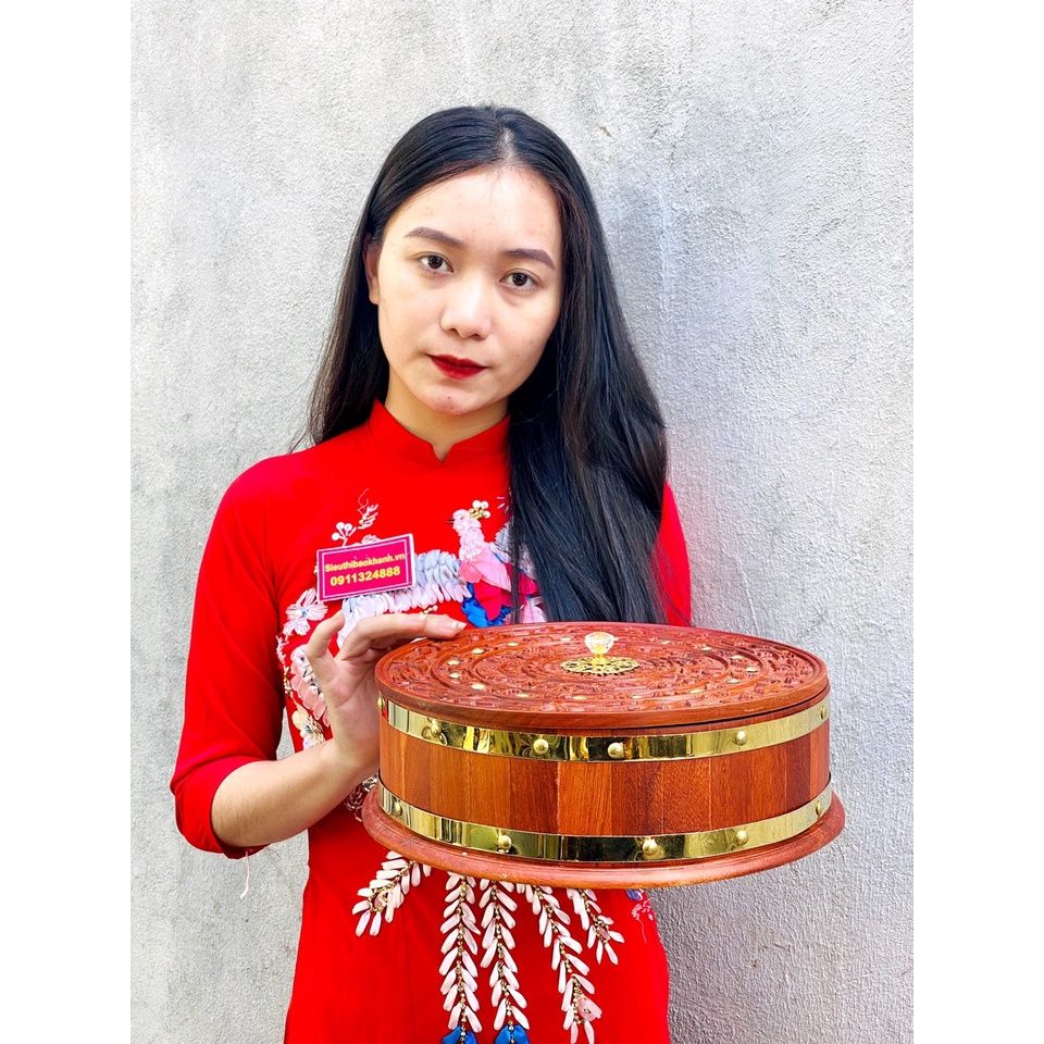  [ĐỒ DÙNG NGÀY TẾT]-Khay đựng bánh kẹo bằng gỗ hương thiết kế cao cấp 30cm-Siêu thị Bảo Khánh 