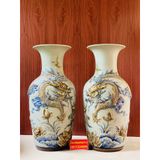  Cặp lục bình Gốm Men Rạn Bát Tràng họa tiết Song Long 50cm 