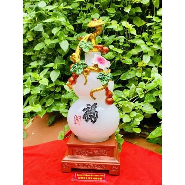  Bình hồ lô đá họa tiết in nổi 