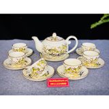  Bộ ấm chén cao cấp họa tiết hoa sen vàng 