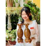  Cặp lục bình gỗ bách xanh vân tự nhiên cao 30cm 