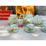  Siêu Thị Bảo Khánh-Bộ ấm chén men kem làng quê Việt Nam 