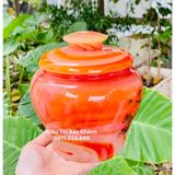  Hũ đựng chè đá ngọc màu đỏ họa tiết chữ 