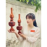  Cặp đèn thờ gỗ Hương sơn PU cao cấp 32cm 
