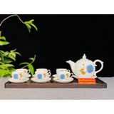  Bộ ấm chén,ấm trà men trắng chóp lửa Bát Tràng chính hãng 350ml 