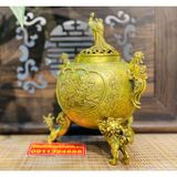  Xông trầm hương đồng quà tặng,đồ trang trí cao cấp -mỹ nghệ bảo khánh 18cm 