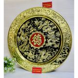  Mâm đồng thau nguyên chất trạm trổ Long Phụng 50cm 